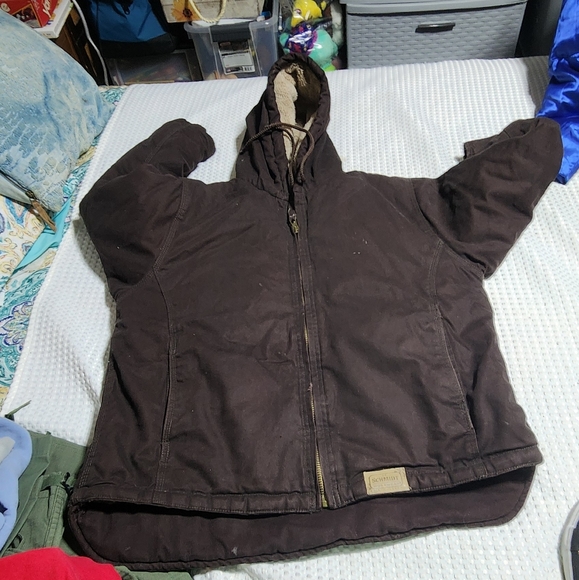 SMITHS EUC WOMEN'S SZ LARGE  14/16 DUCK CANVAS ZIPUP HOODED JACKET COAT - Picture 2 of 10